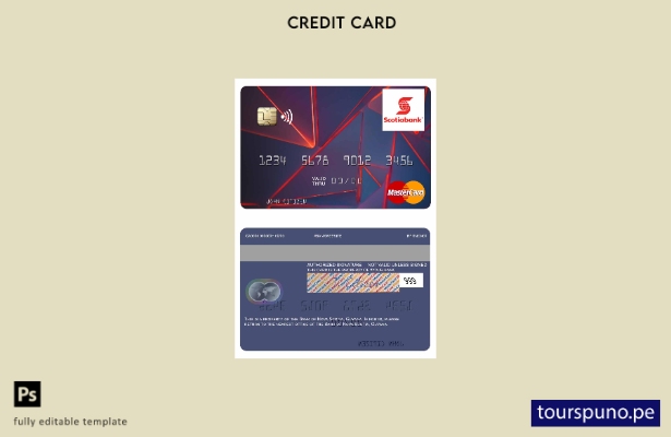 lista para imprimir plantilla de tarjeta mastercard del Guyana Bank of Nova Scot